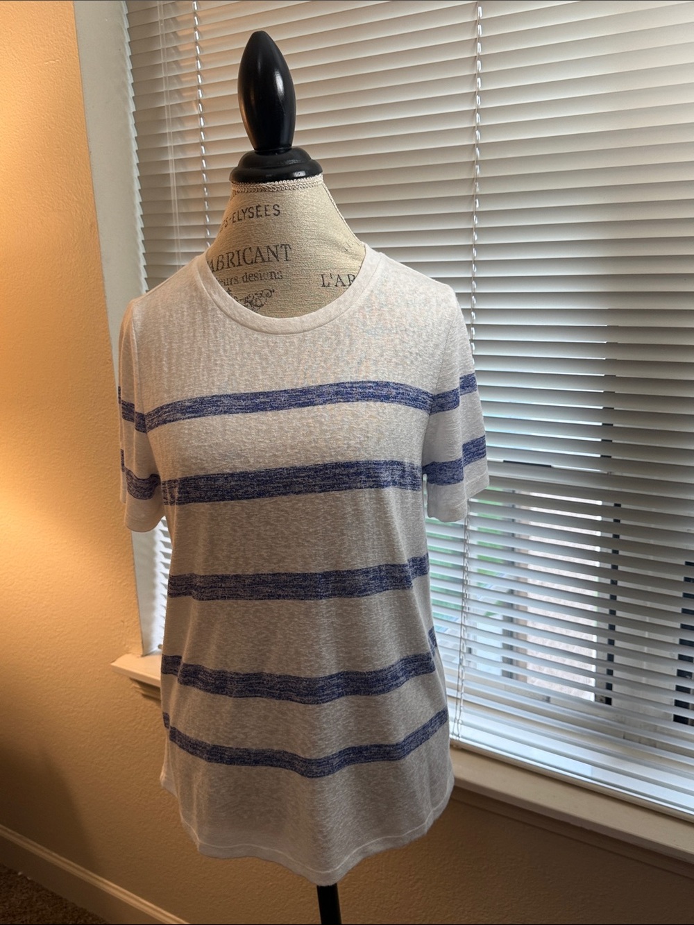 Bobeau Blue & White Striped Knit Top